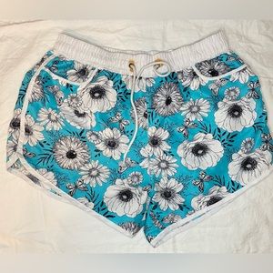 Blue Floral Swim Shorts